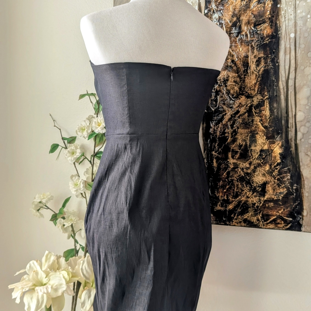 Calvin Klein Black Strapless Pleated Sheath Dress - Picture 6 of 6